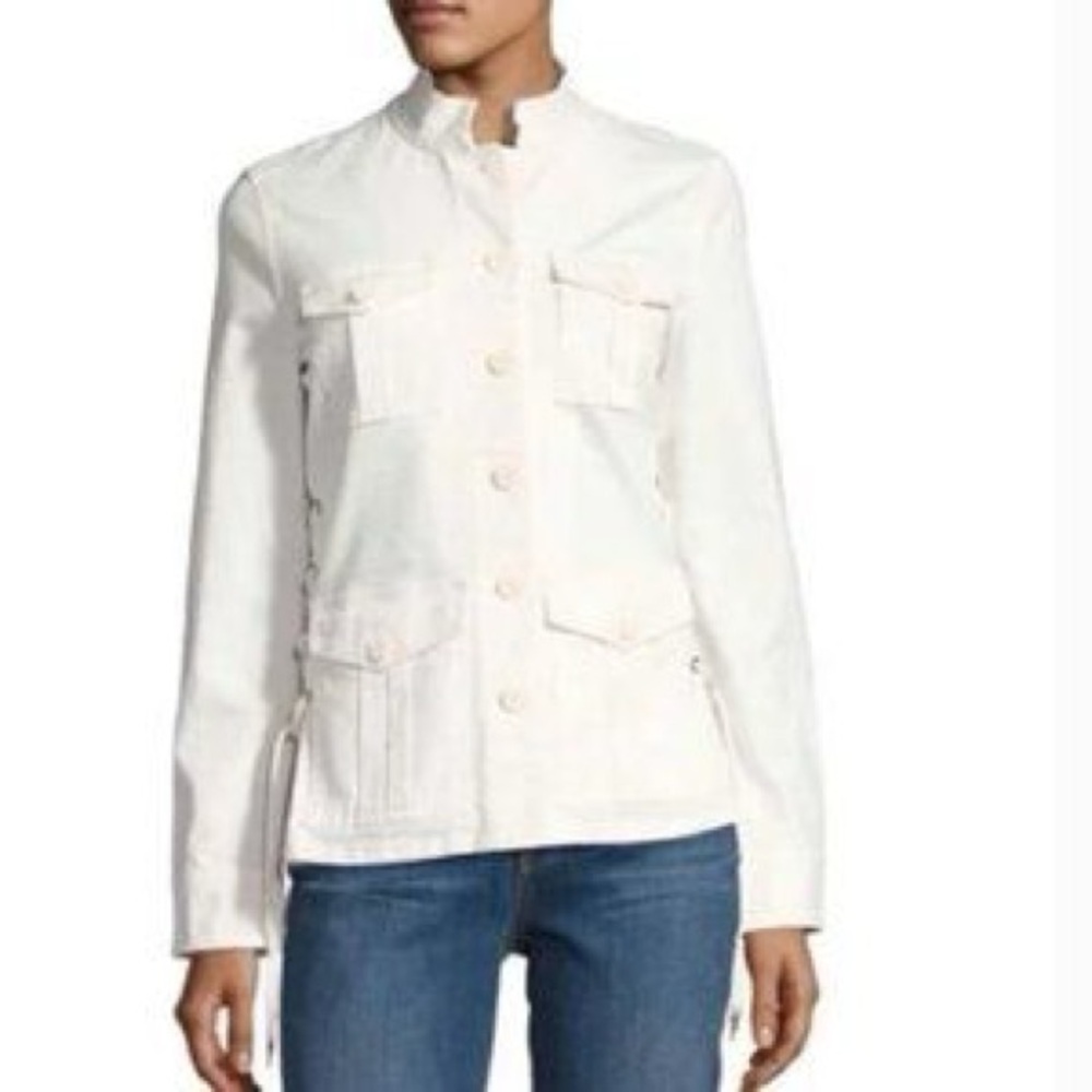 TORY BURCH Sgt. Pepper Utility Jacket w/ Lace-Up Sides in Chalk Sz XS